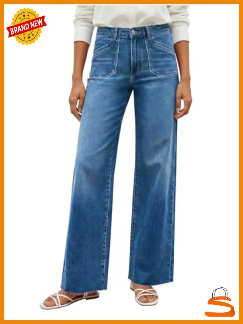 Wide Leg High Waisted Jeans Stretchy Straight Denim Pants Baggy Loose Fit with